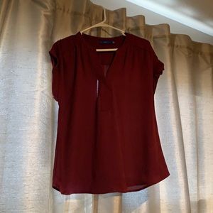 Maroon Apt 9 split neck S/S top